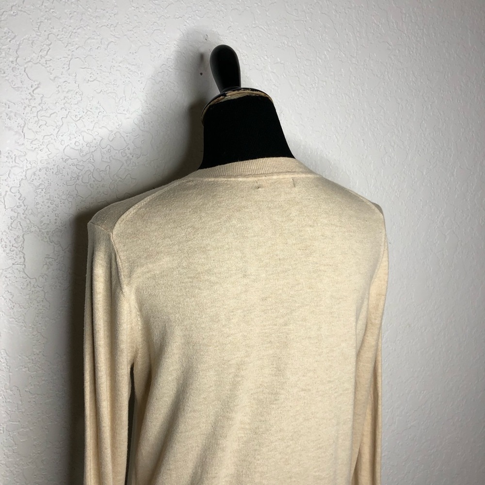 Quince oatmeal cream tan organic cotton cashmere lightweight sweater size Medium - Picture 10 of 14